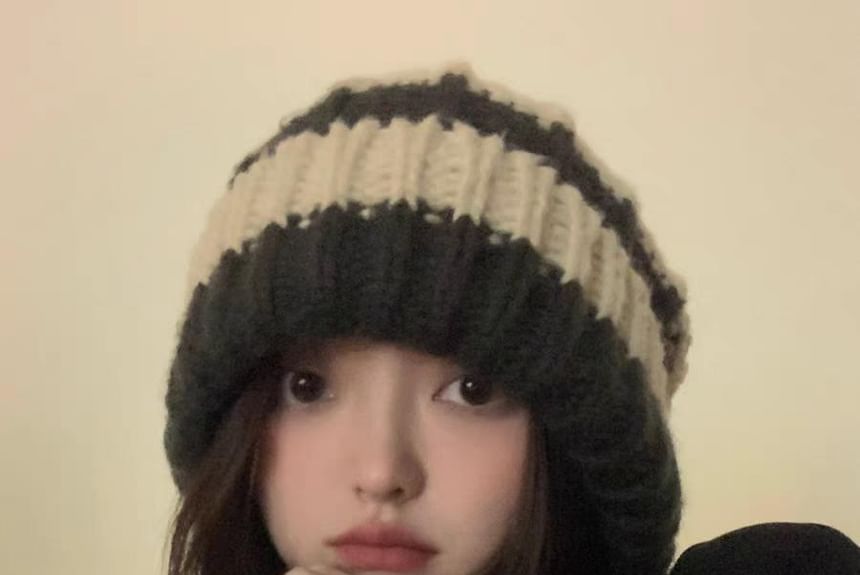 Ribbed Beanie Plain Striped /