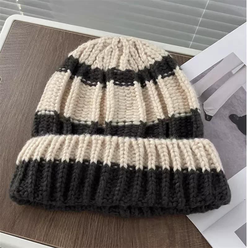 Ribbed Beanie Plain Striped /