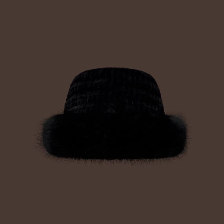 / Panel Plain Bucket Fluffy Hat