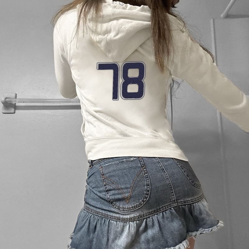 Hoodie Drawstring Zip Up Numbering