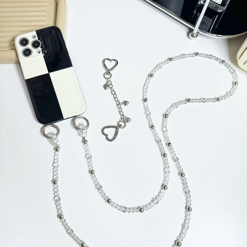 Alloy Faux Heart Lanyard Buckled Phone Crystal