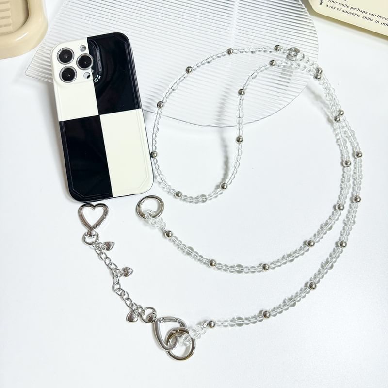 Alloy Faux Heart Lanyard Buckled Phone Crystal