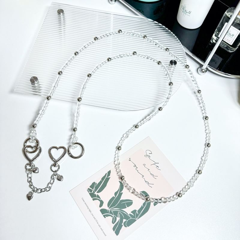 Alloy Faux Heart Lanyard Buckled Phone Crystal