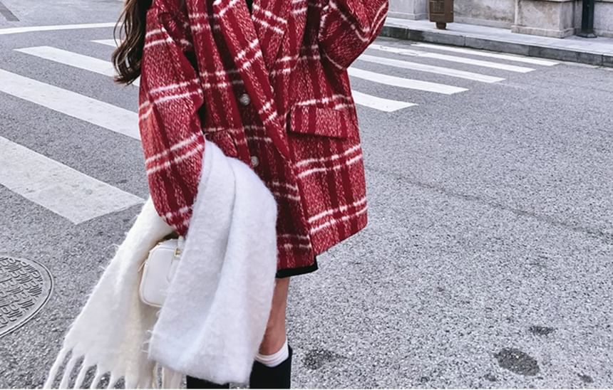 Plaid Oversized Double-Breasted Coat
