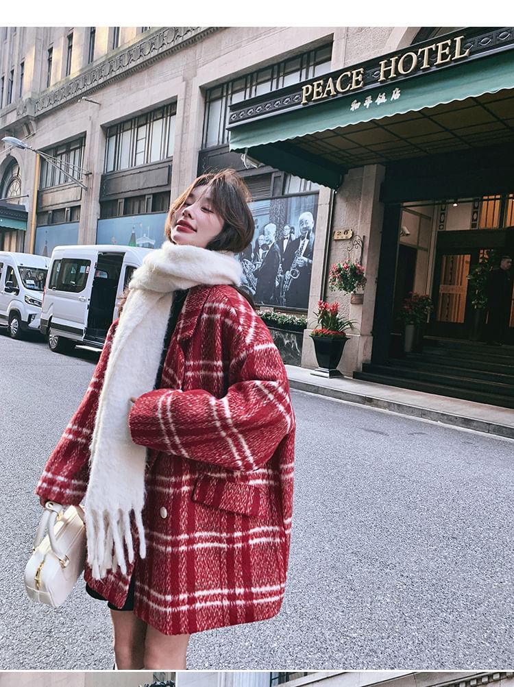 Plaid Oversized Double-Breasted Coat