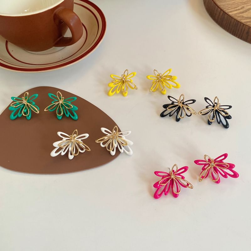 Earring Glaze Alloy Floral Stud