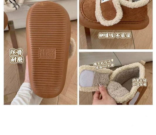 Label Applique Short Snow Boots
