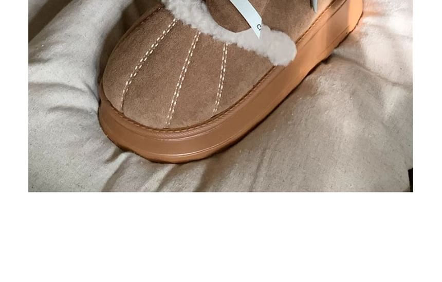 Lettering Bow Contrast Stitched Short Snow Boots