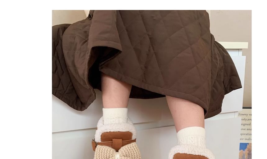 Bear Applique Bow Buckled Short Snow Boots