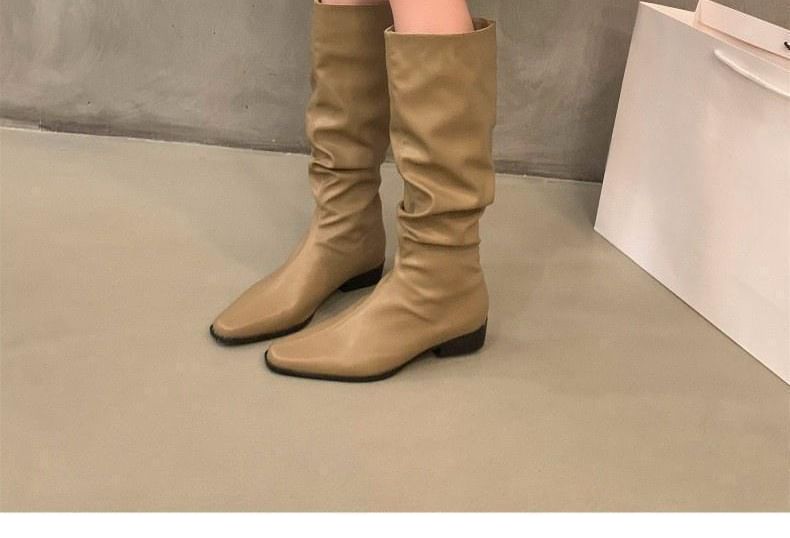 Ruched Mid-Calf Boots