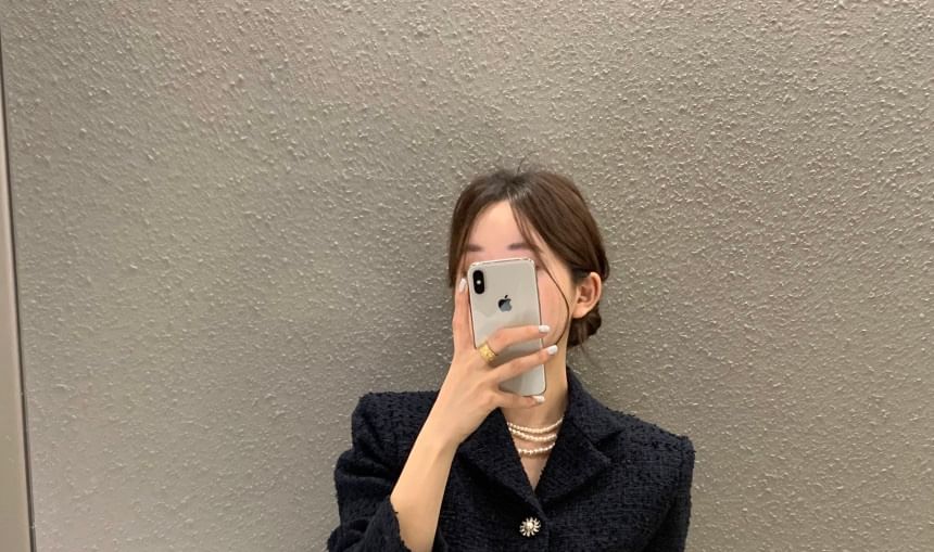 Tweed Button-Up Crop Jacket