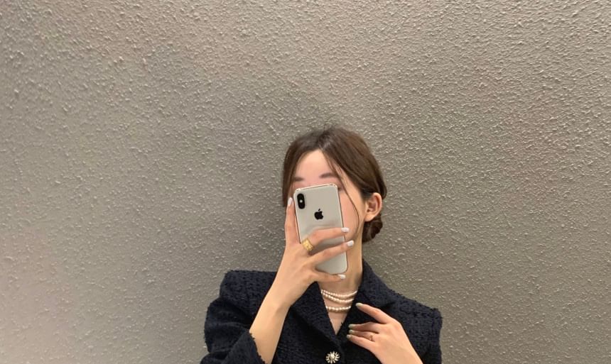 Tweed Button-Up Crop Jacket