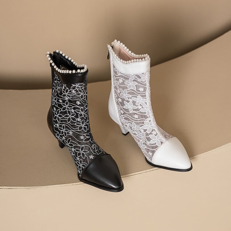 Heel Boots Short Lace Block