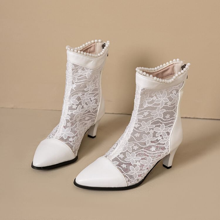 Heel Boots Short Lace Block
