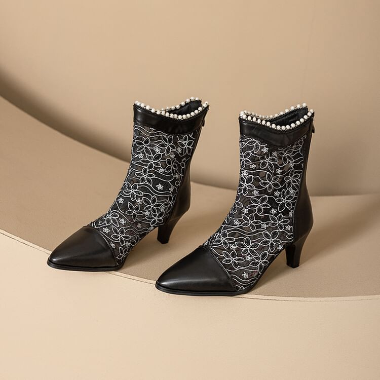 Heel Boots Short Lace Block