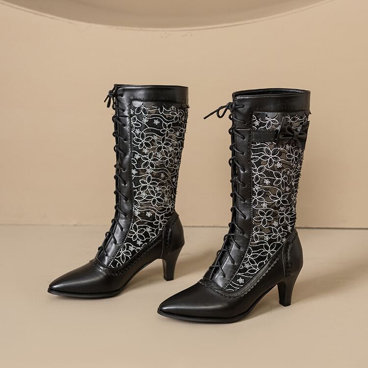 Boots Heel Block Short Lace