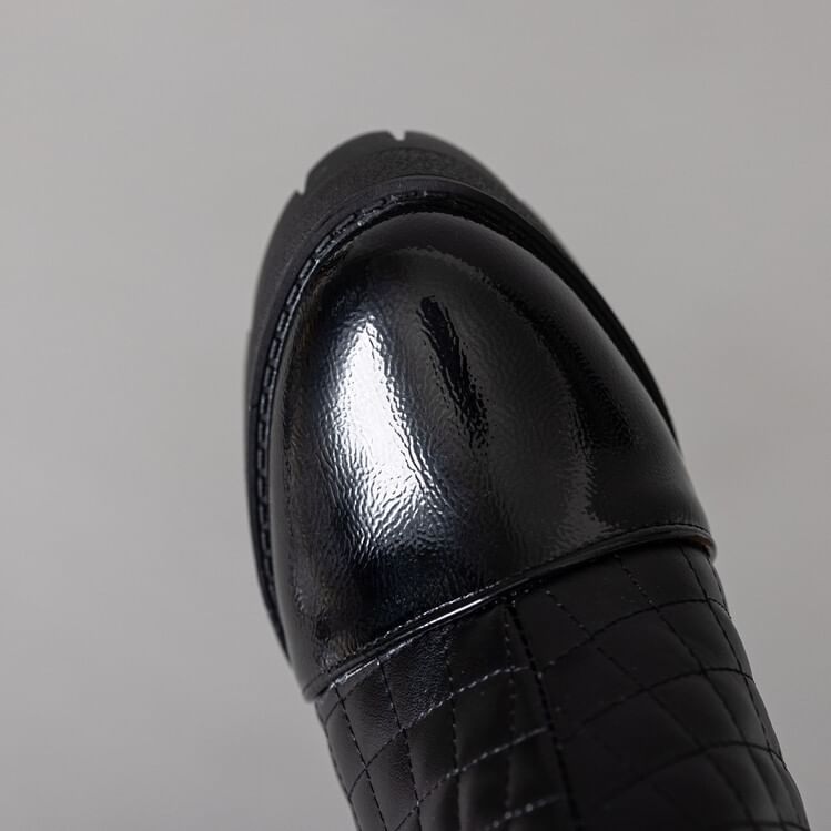 Quilted Boots Heel Furry Short Block Trim