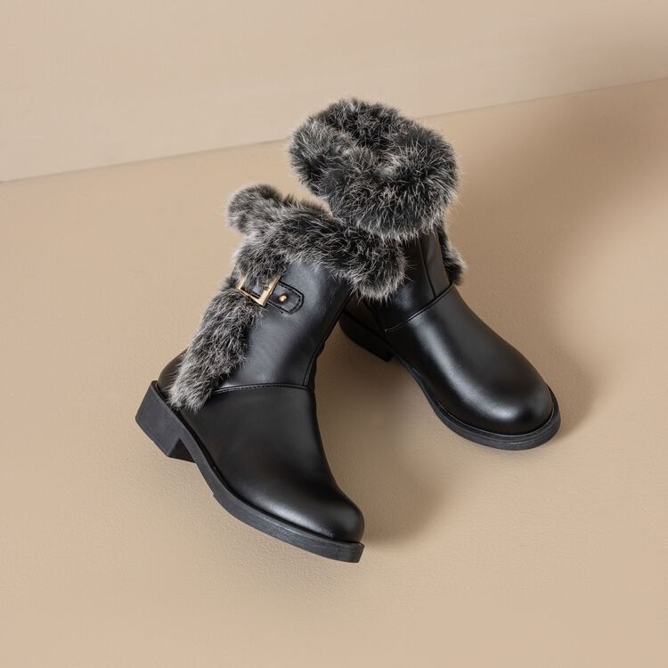 Boots Fur Short Faux Buckled