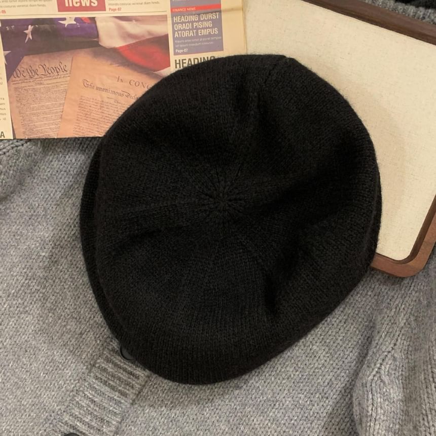 Plain Knit Newsboy Cap