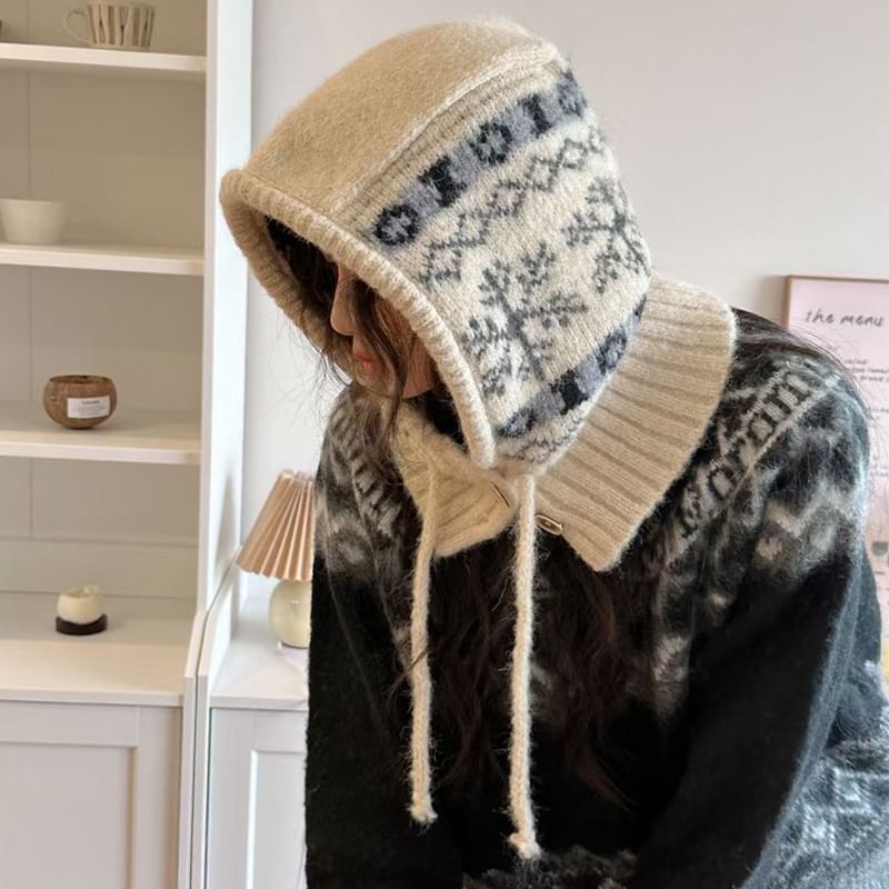 Snowflake Balaclava Print Knit