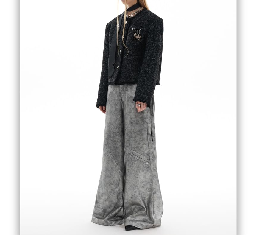 Couple Matching Round Neck Tweed Button Jacket