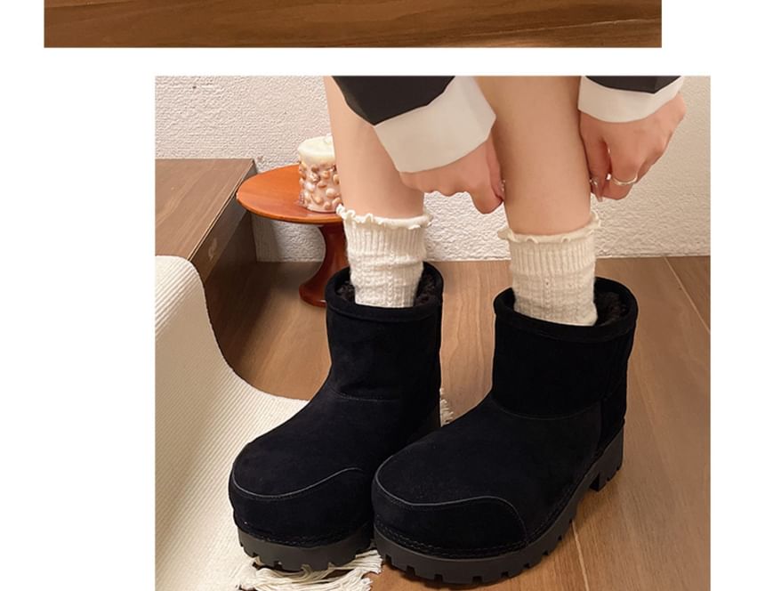 Faux Leather Fleece Lined Short Snow Boots