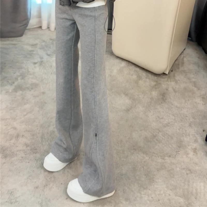 High Rise Plain Straight-Fit Boot-Cut Sweatpants