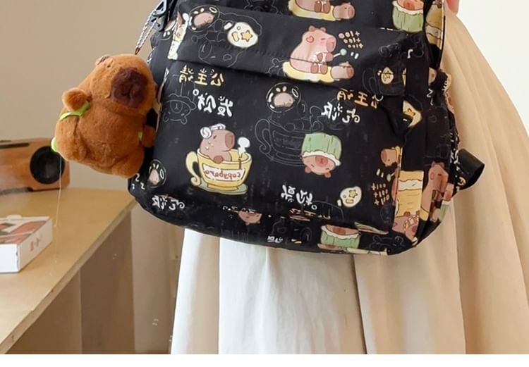 Capybara Print Nylon Backpack