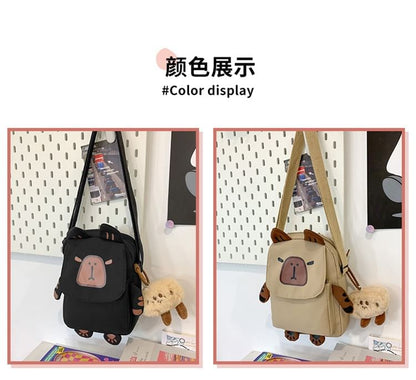 Capybara Print Nylon Crossbody Bag