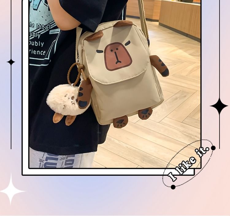 Capybara Print Nylon Crossbody Bag