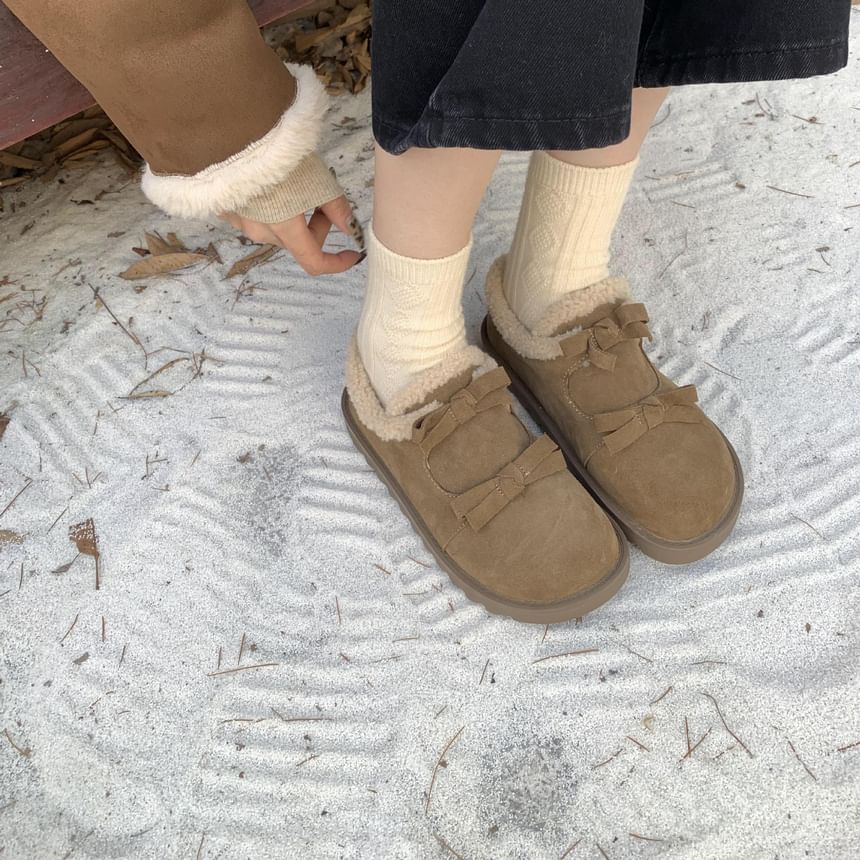 Bow Fleece-Lined Loafers