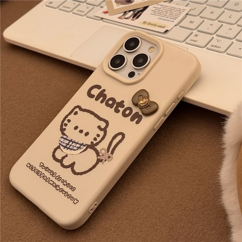 Cat Phone Case / Pom Pom Bell Charm / Set - iPhone 16 Pro Max / 16 Pro / 16 Plus / 16 / 15 Pro Max / 15 Pro / 15 Plus / 15 / 14 Pro Max / 14 Pro / 14 Plus / 14 / 13 Pro Max / 13 Pro / 13