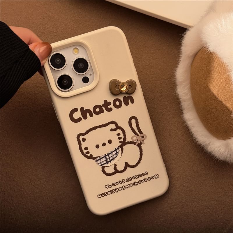 Cat Phone Case / Pom Pom Bell Charm / Set - iPhone 16 Pro Max / 16 Pro / 16 Plus / 16 / 15 Pro Max / 15 Pro / 15 Plus / 15 / 14 Pro Max / 14 Pro / 14 Plus / 14 / 13 Pro Max / 13 Pro / 13