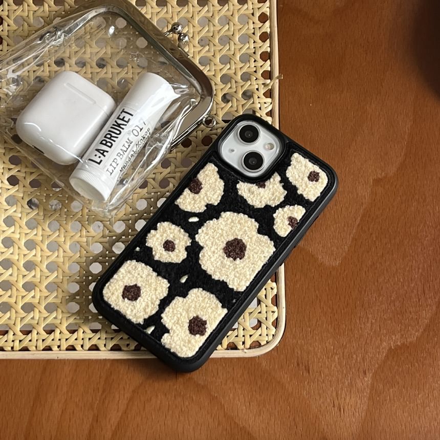 Smiley Floral Embroidered Phone Case