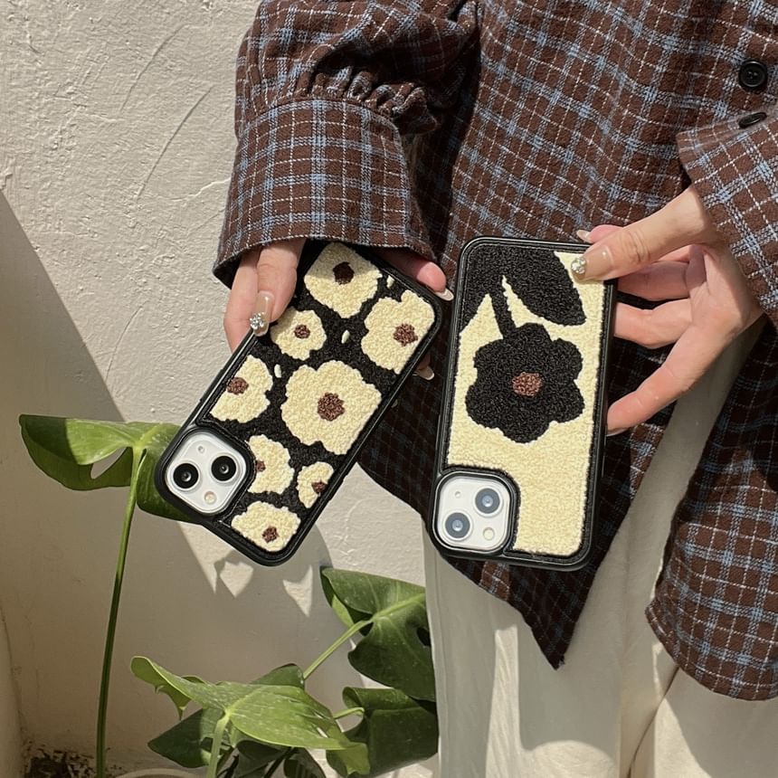 Smiley Floral Embroidered Phone Case