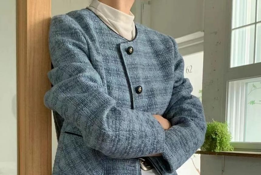 Tweed Button-Up Jacket