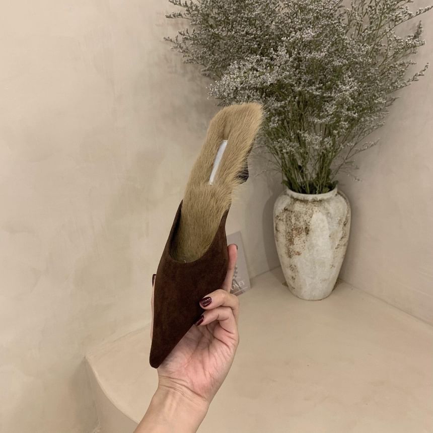 Toe Pointed Fleece-Lined Heel Mules Kitten