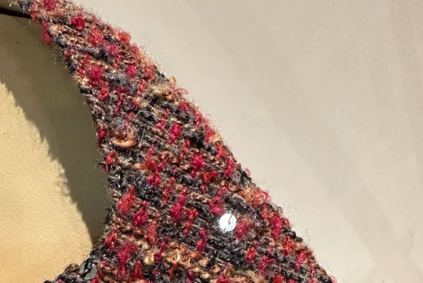 Stiletto Tweed Pumps Pointed Toe Sequin