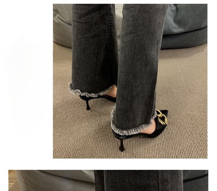 Stiletto Pumps Toe Pointed Chained D'Orsay