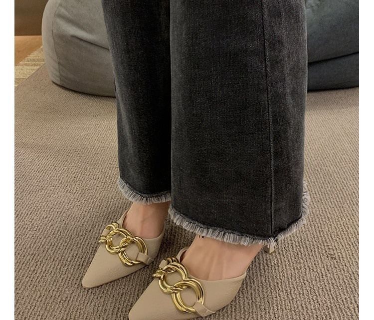 Stiletto Pumps Toe Pointed Chained D'Orsay