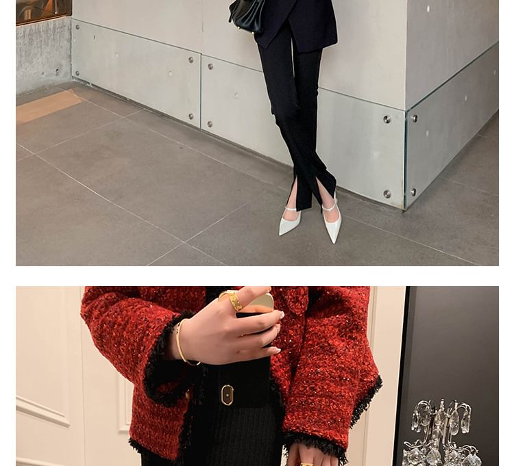 Patent Pointed Leather Slingback Sandals Toe Accent Rhinestone Stiletto