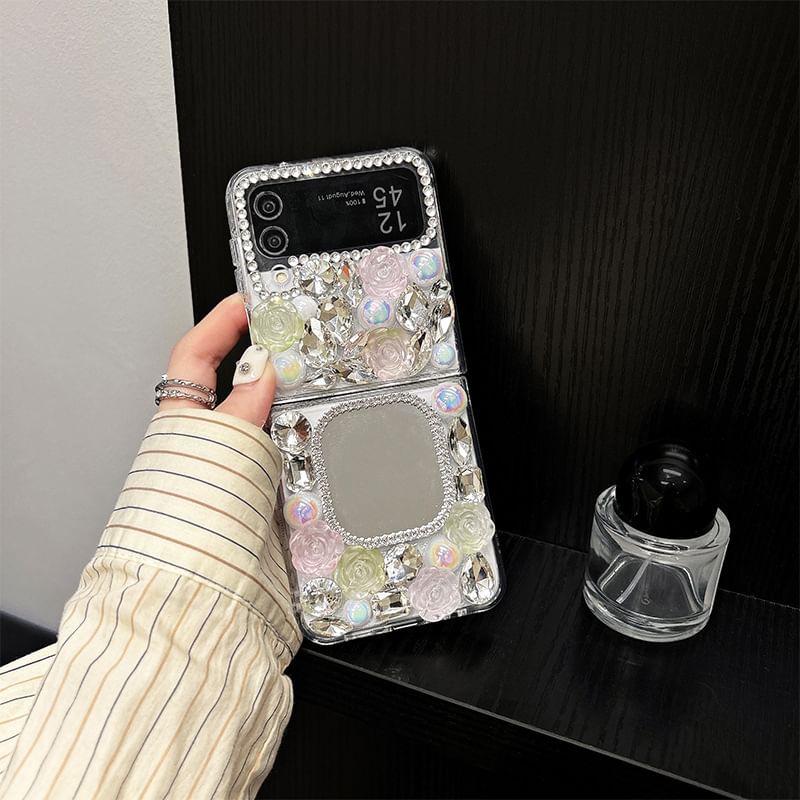 Rose Mirrored Phone Rhinestone Case