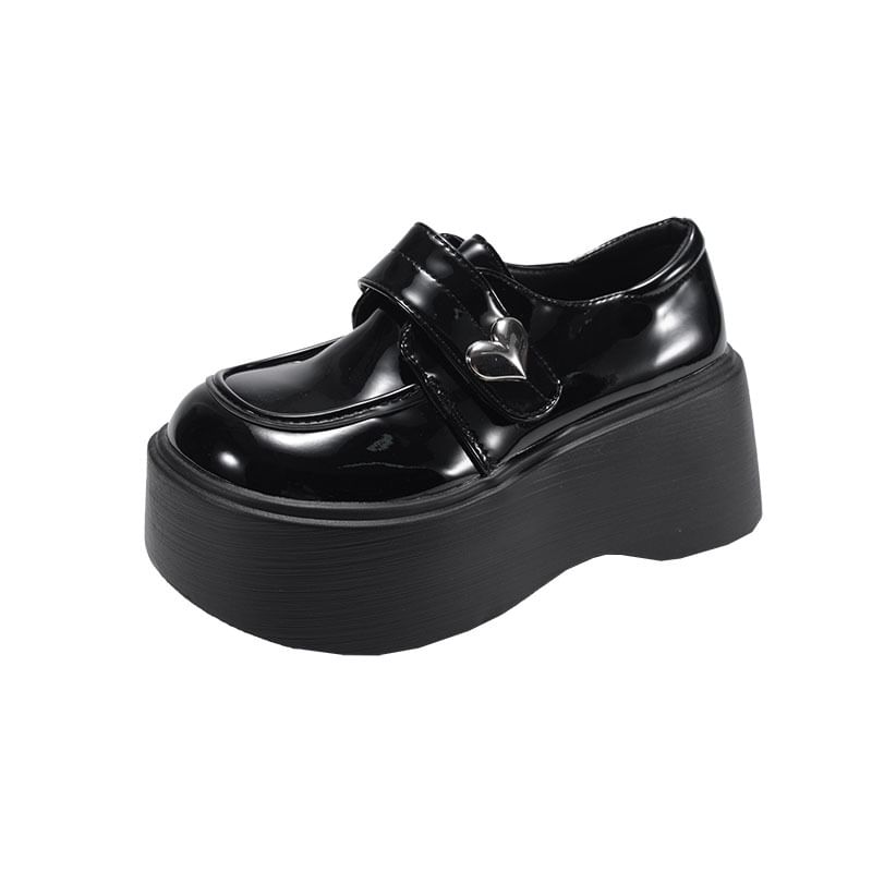 Accent Faux Leather Platform Heart Loafers
