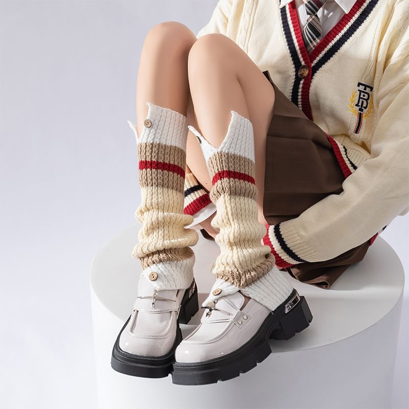 Color Block Cable Knit Leg Warmers