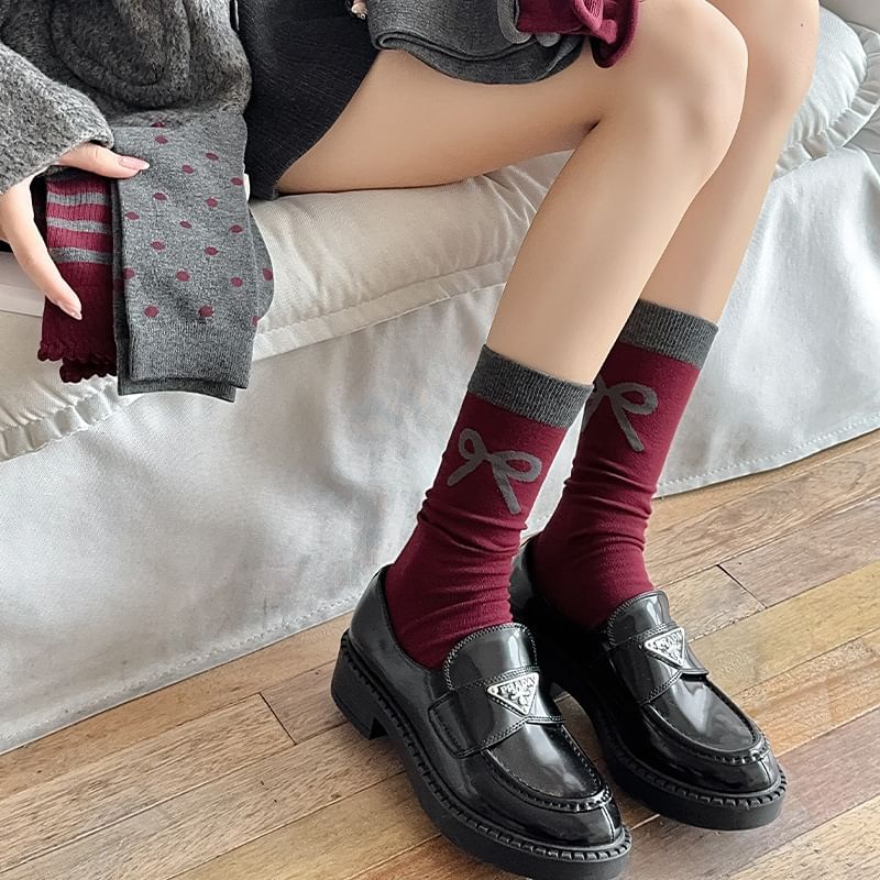 Bow Print Socks / Striped Socks / Dotted Socks / Two Tone Socks