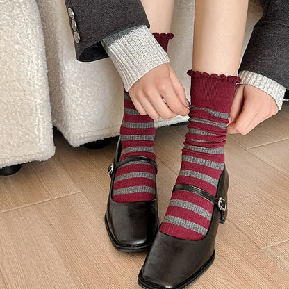 Bow Print Socks / Striped Socks / Dotted Socks / Two Tone Socks