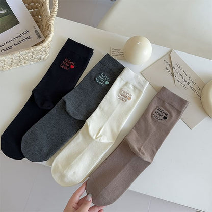 Letter Embroidered Socks