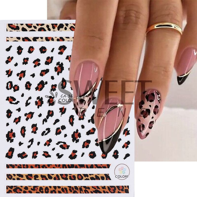 Leopard Print Nail Art Stickers (Various Designs)