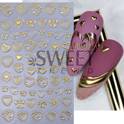 Key / Heart Metallic Nail Art Stickers