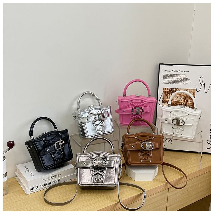 Lace-Up Buckled Crossbody Bag